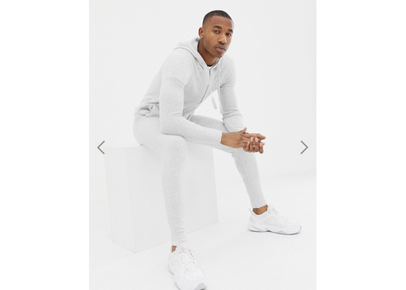 River Island tracksuit zip through hoodie in soft gray